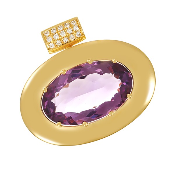 Anhänger, 18K, Gelbgold, Brillanten 0,23 ct, Amethyst Detailbild #1