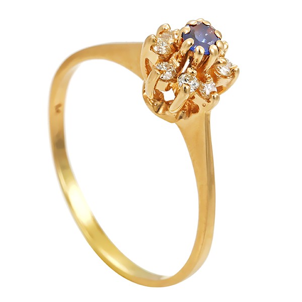 Ring, 14K, Gelbgold, Saphir, Brillanten Detailbild #1