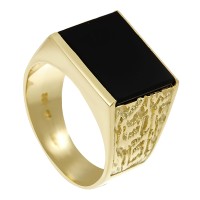 Herrenring, 14K, Gelbgold, Onyx Detailbild #1