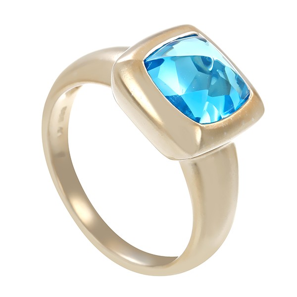 Ring, 14K, Weißgold, Topas blau Detailbild #1