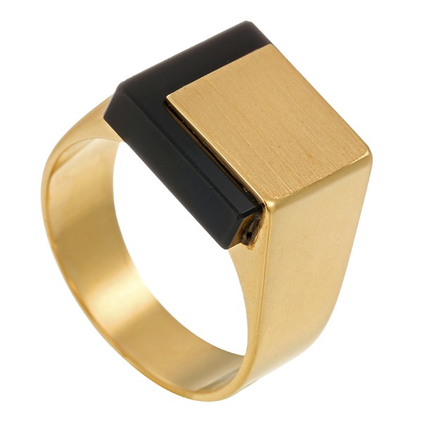 Herrenring, 18K, Gelbgold, Onyx Detailbild #1