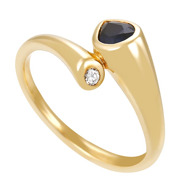 Ring, 14K, Gelbgold, Saphir, Brillant Detailbild #1