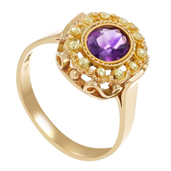 Damenring, 14K, Gelbgold, Amethyst, U59 Detailbild #1