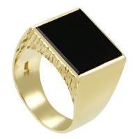 Herrenring, 14K, Gelbgold, Onyx Detailbild #1