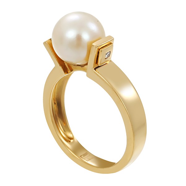 Ring, 18K, Gelbgold, Perle, Brillant, Jette Joop Detailbild #1